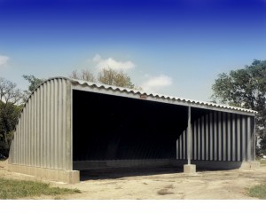 Behlen Rancher Building with two bays.